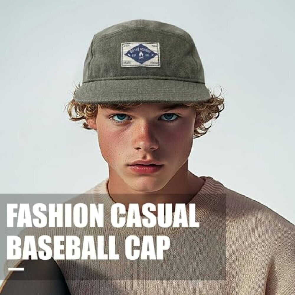 Snapback 5 Panel Cotton Baseball Cap Adjustable Flat Bill Unisex - Picture 3 of 8